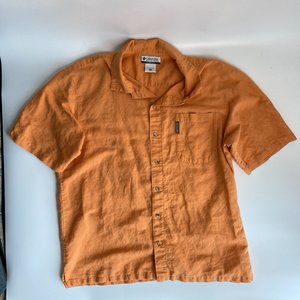 Columbia Shirt Mens Extra Large XL Orange Regular Fit Outdoors Casual Cotton